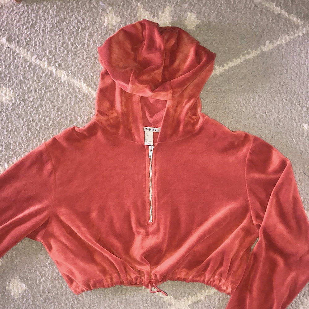 Soft Velvet Cropped Hoodie
